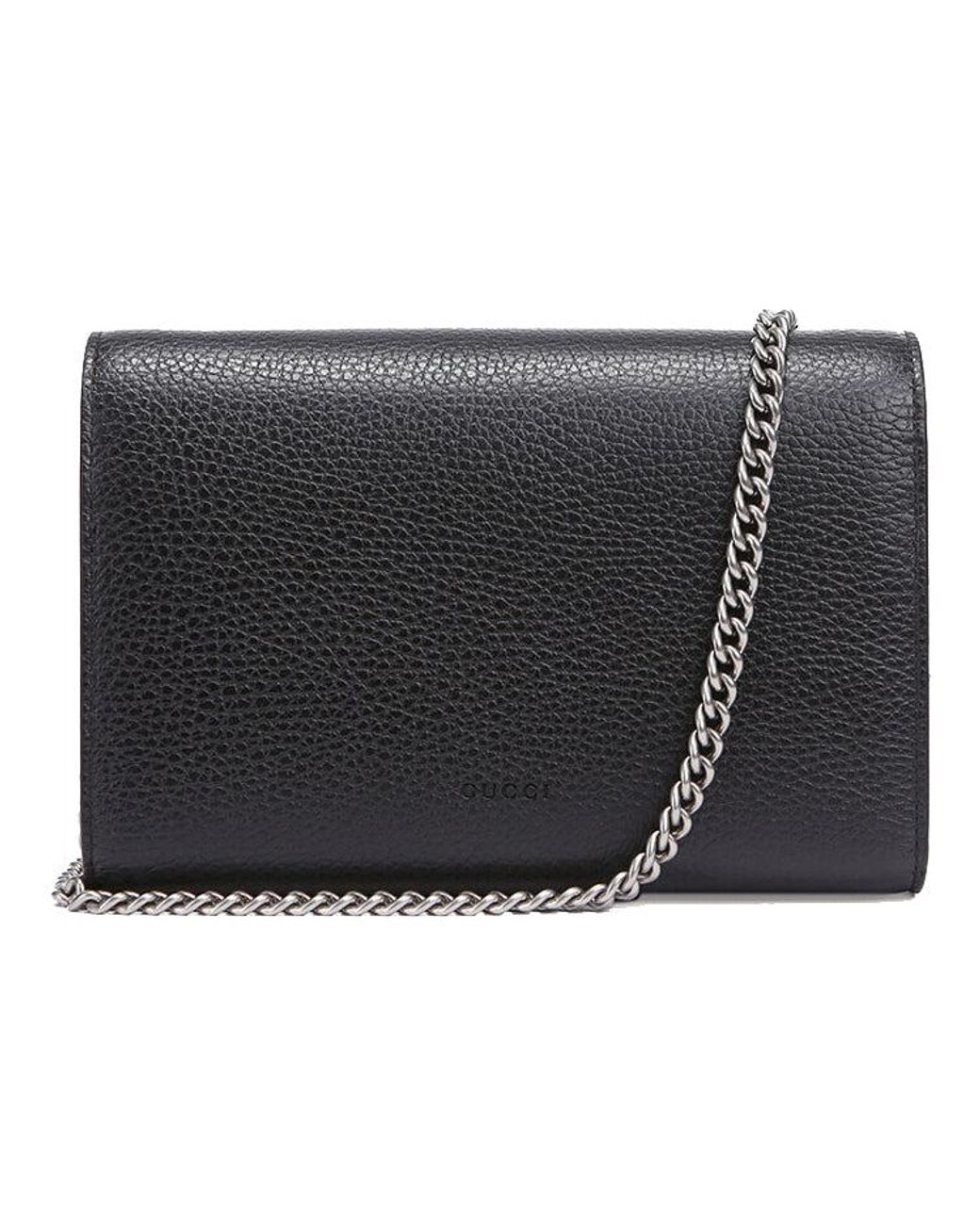 Gucci Black (Wmns) Dionysus Tiger Head Leather Chain Shoulder Messenger Bag Mini