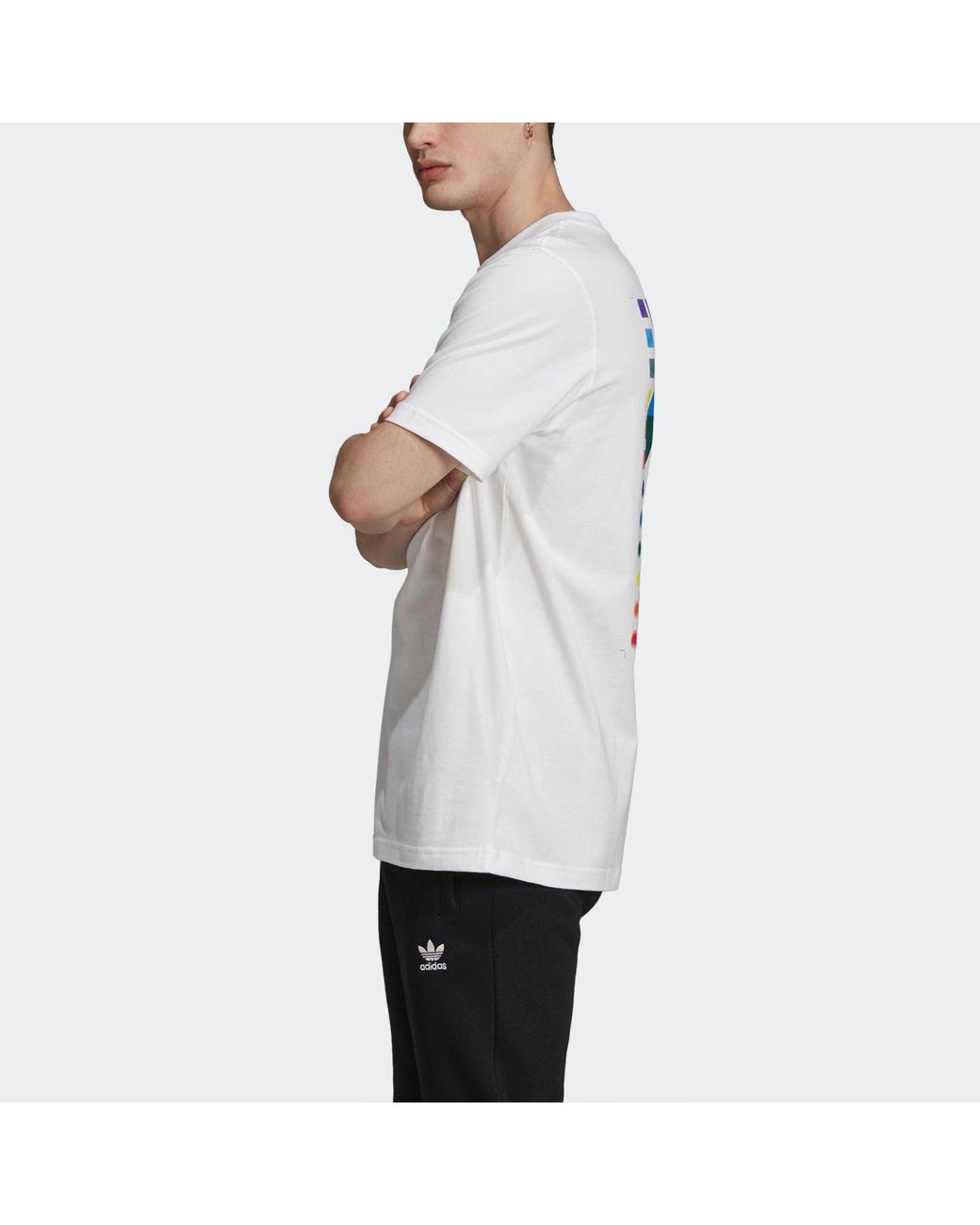 Adidas White Originals Spectrum Tee Round Neck Casual Sports Alphabet Short Sleeve for men