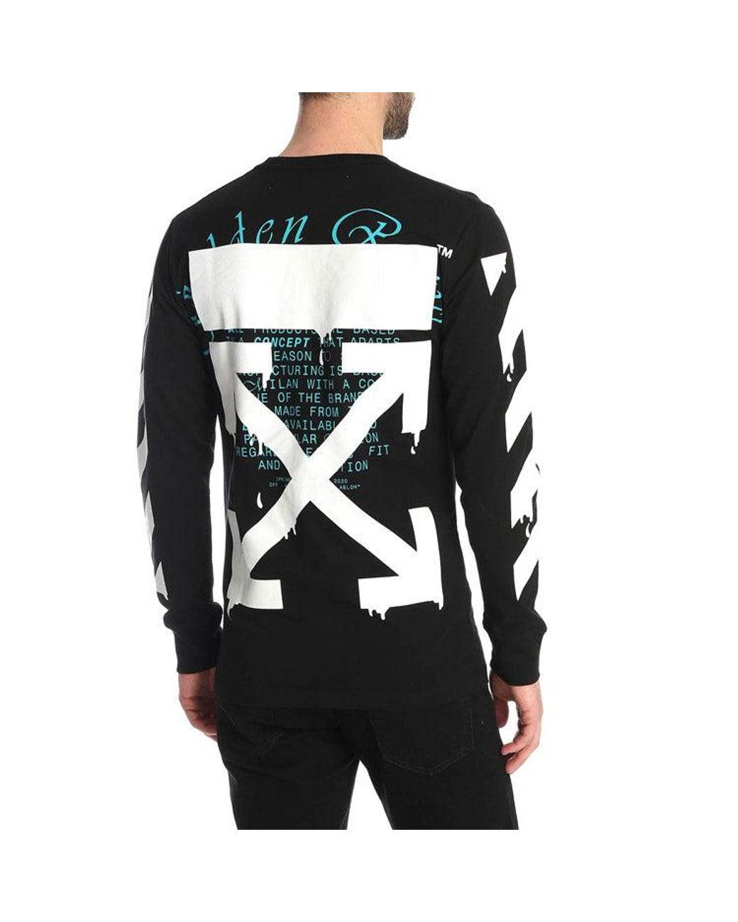 Off-White c/o Virgil Abloh Black Dripping Arrows Logo Arrow Printing Long Sleeves for men