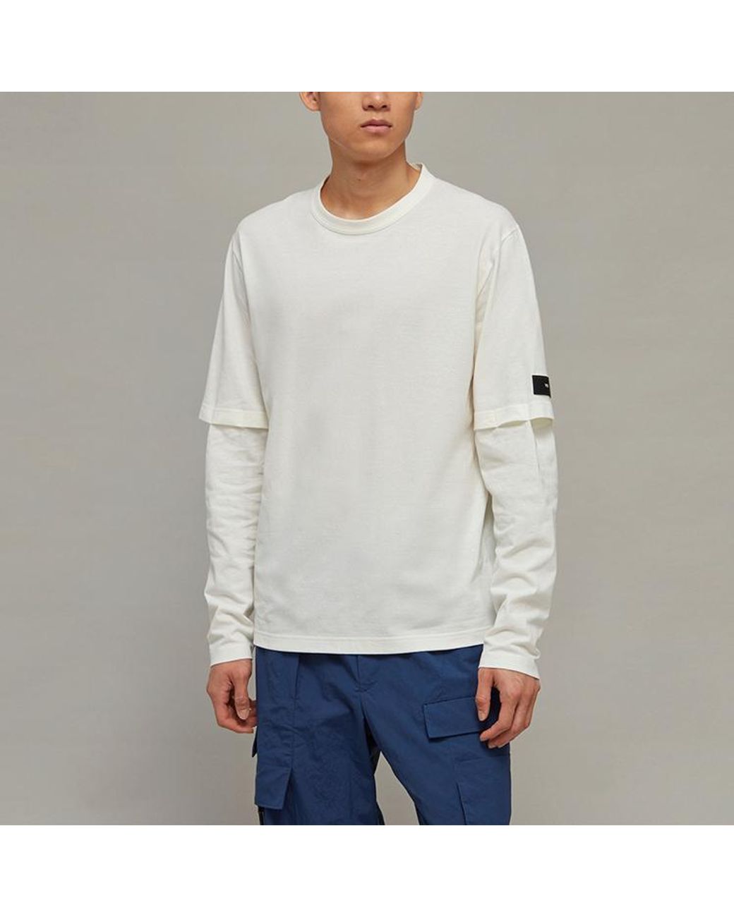 Adidas Gray Y-3 Off- Layered Long Sleeve T-Shirts for men