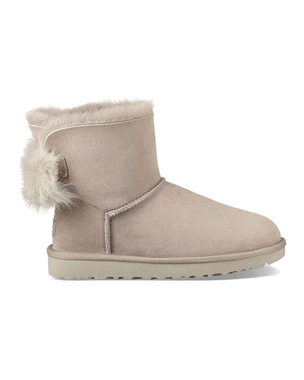 Ugg Gray Fluff Bow Mini Fleece Lined Light