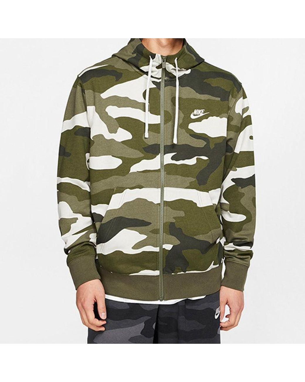 Nike Green Camouflage Street Style Long Sleeves Hoodies for men