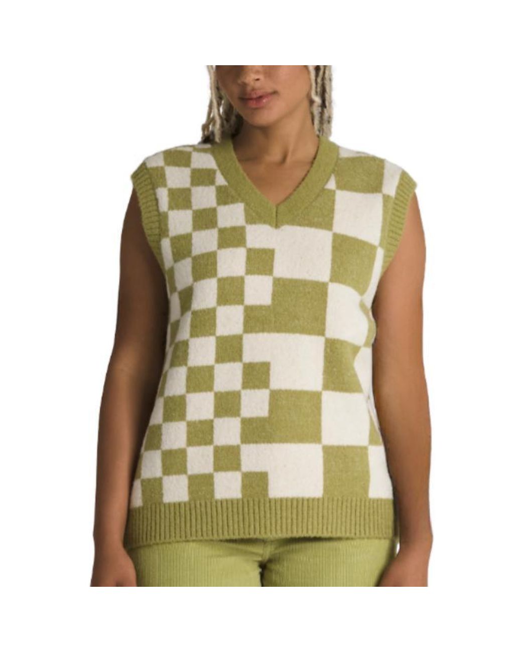 Vans Green (Wmns) Courtyard Checker Sweater Vest