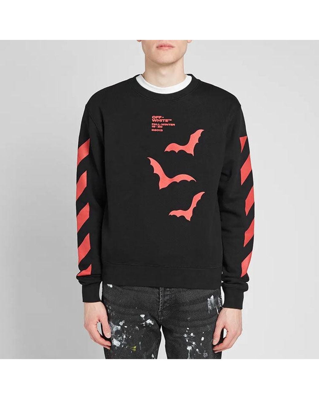 Off-White c/o Virgil Abloh Blue Bats Logo Round Neck Slim-Fit Sweater for men