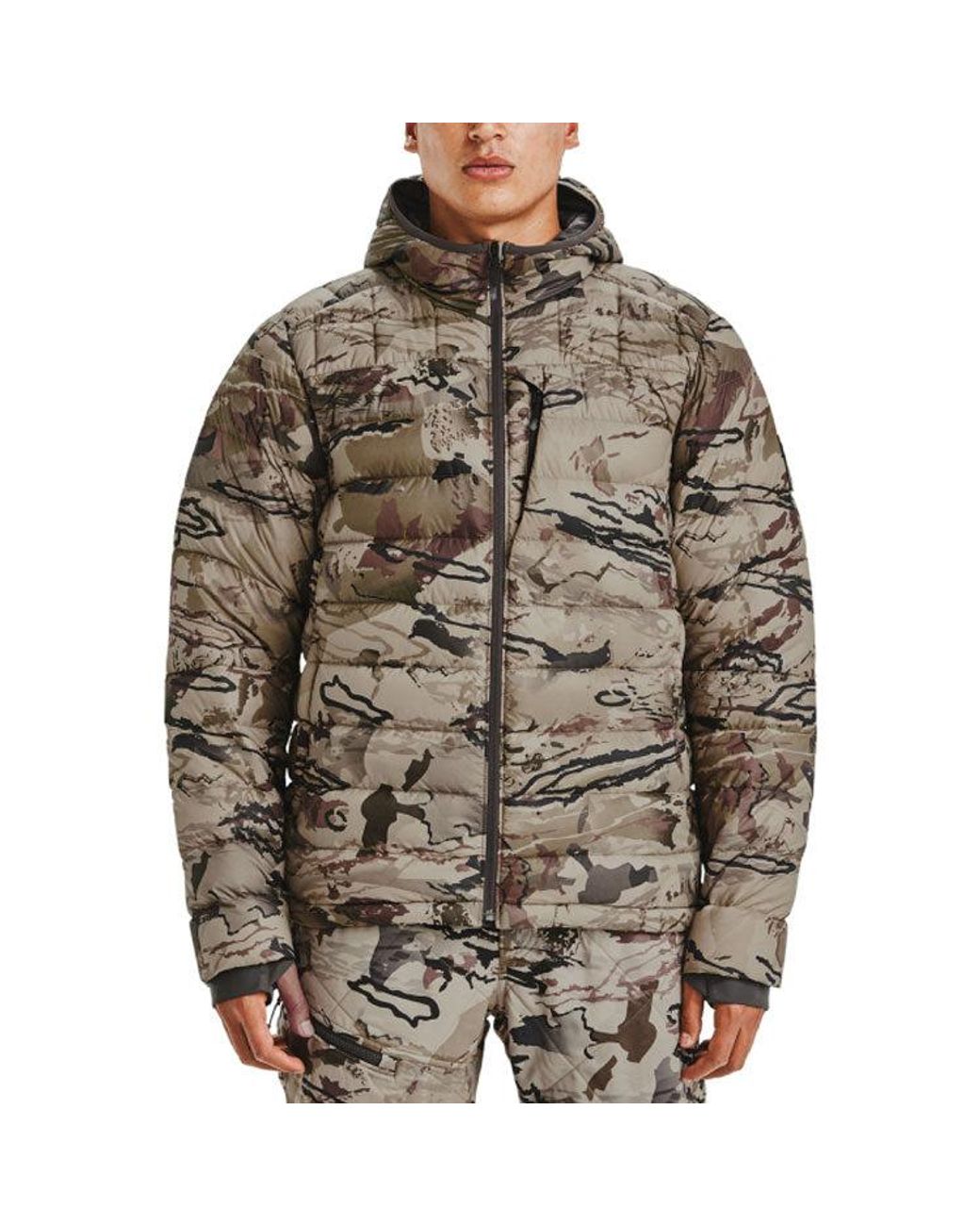 Under Armour Gray Storm Ridge Reaper Down Hooded Jacket 'Barren Camo' for men