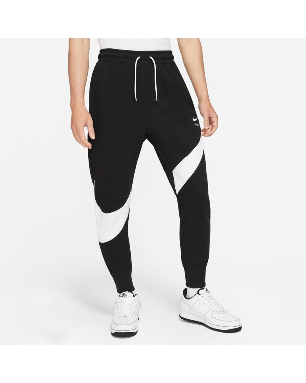 Nike Black Large Logo Casual Knit Splicing Embroidered Sports Pants/Trousers/Joggers Autumn for men