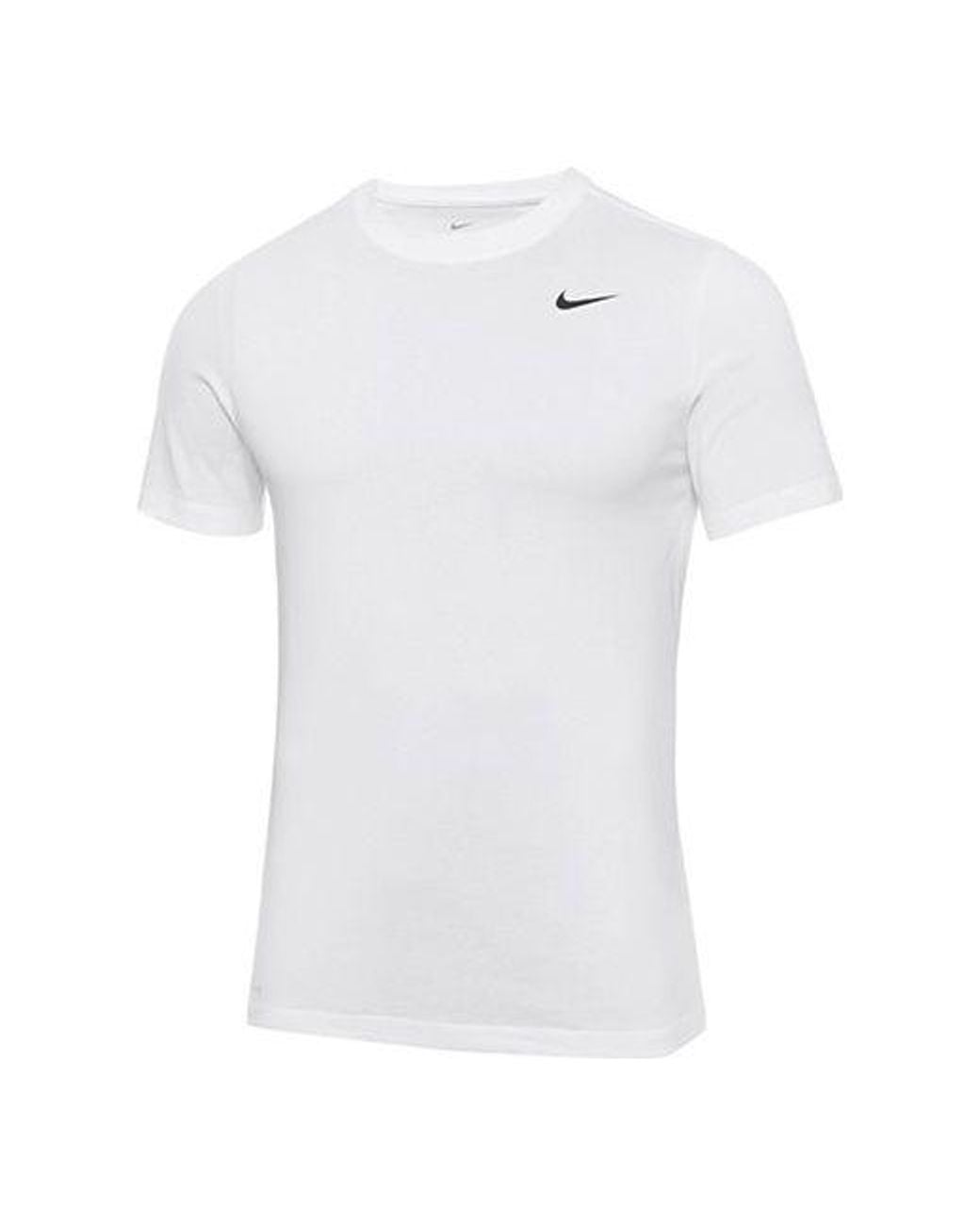 Nike White Dri-Fit Training Sports Quick Dry Round Neck Short Sleeve for men