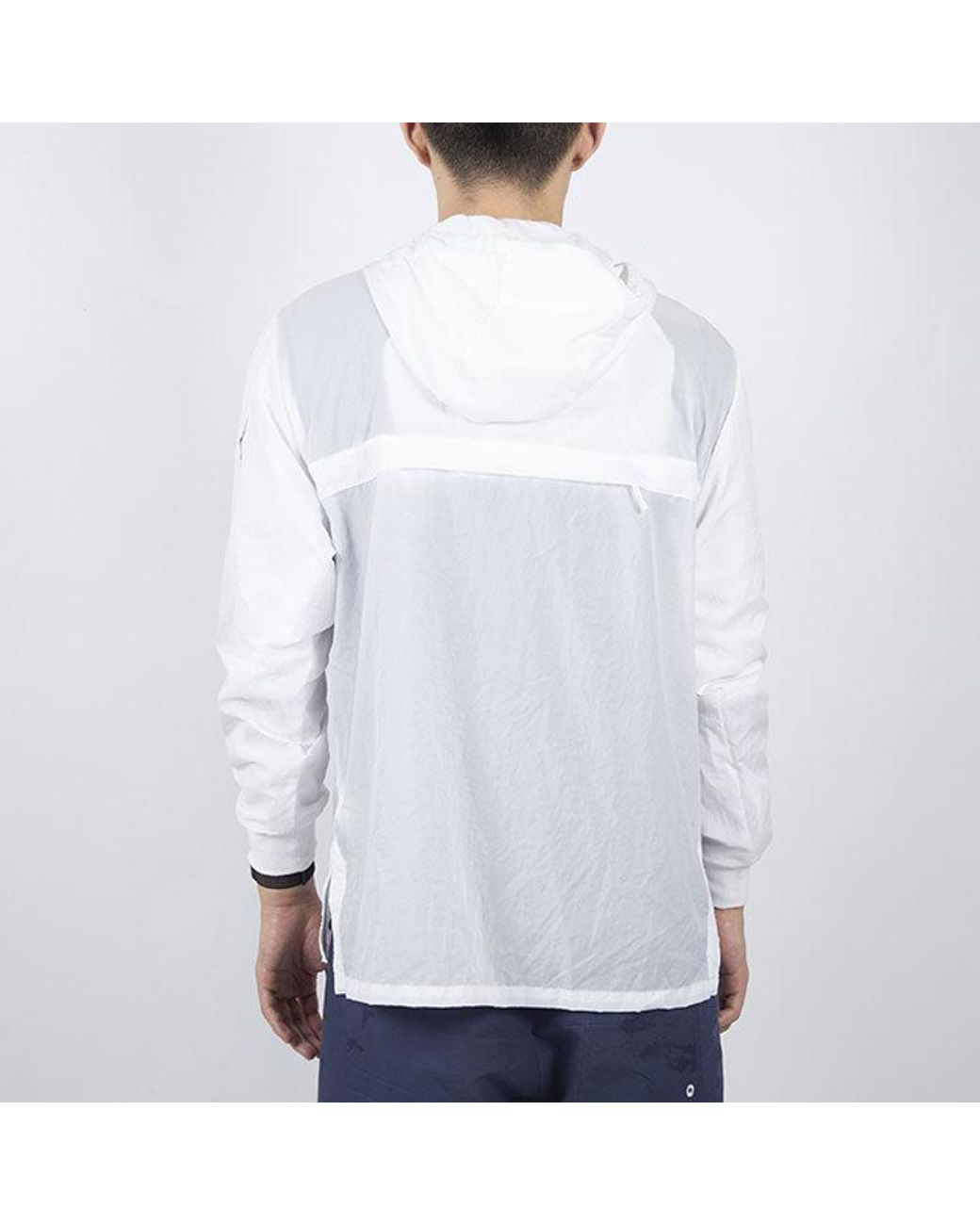 Nike White Big Swoosh Large Logo Half Zipper Hooded Interchange Jacket for men