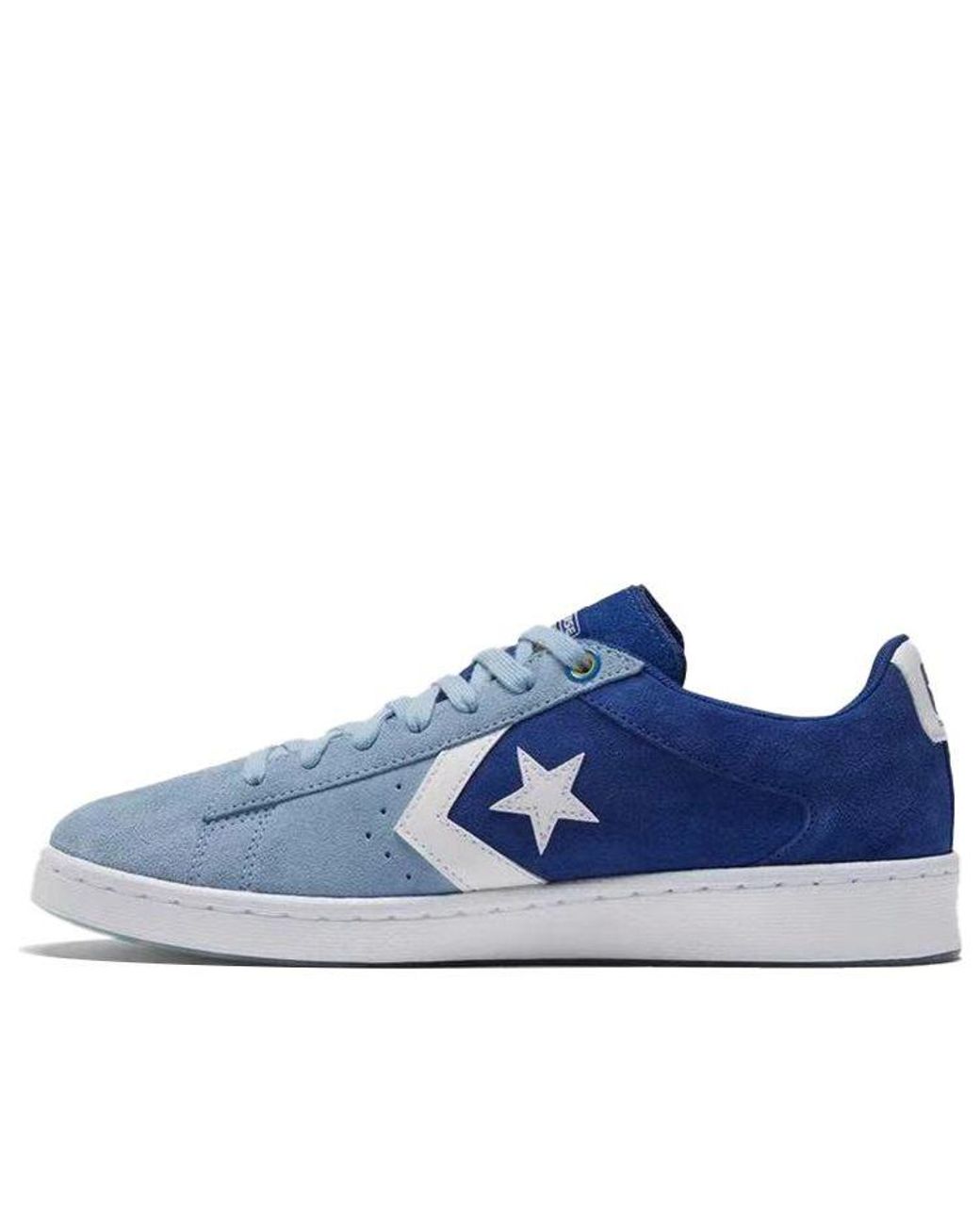 Blue leather cheap converse low