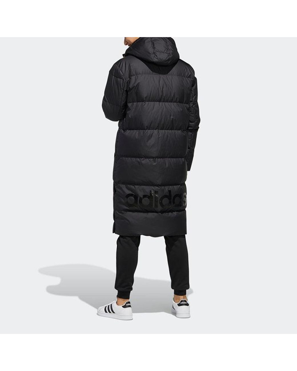Adidas Black Neo High Collar Long Down Jacket for men