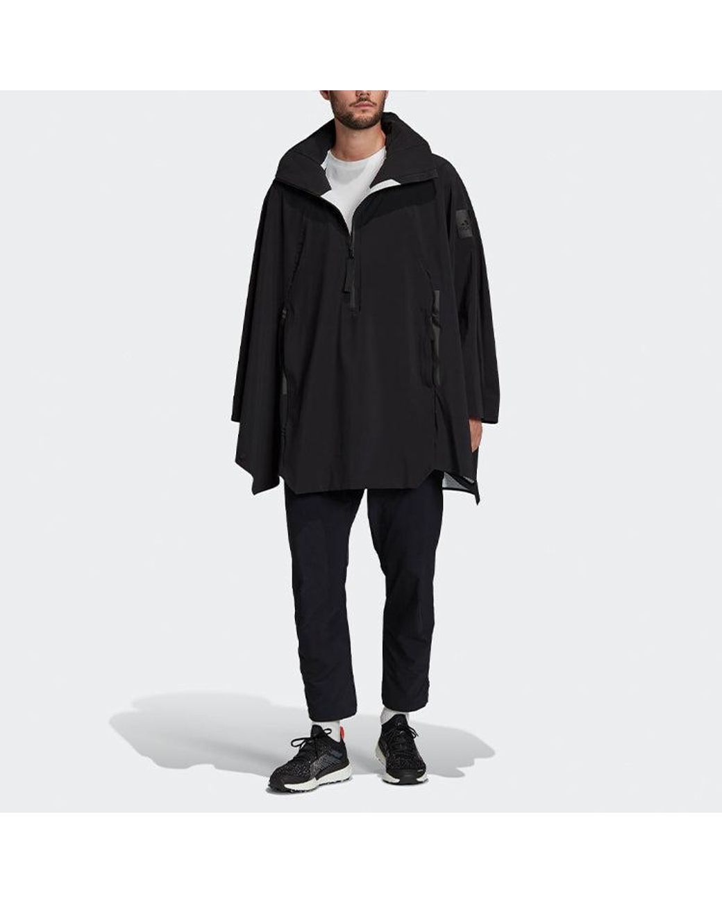 Adidas Black Myshelter Cape Outdoor Sports Zipper Cardigan Hooded Jacket for men