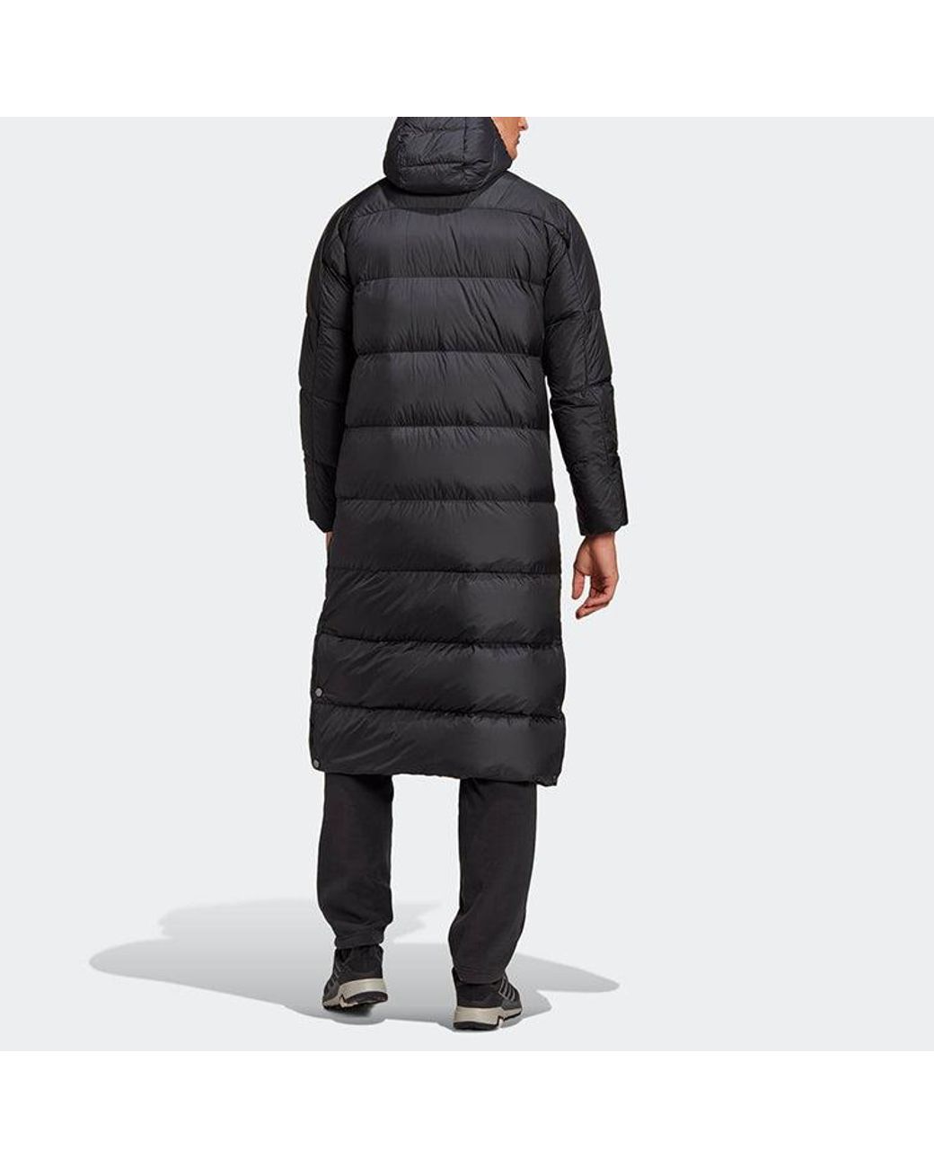 Adidas Black Windproof Stay Warm Hooded Mid-Length Down Jacket for men