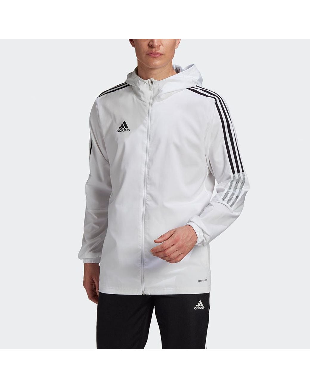 Adidas White Tiro21 Wb Soccer/Football Sports Hooded Jacket for men