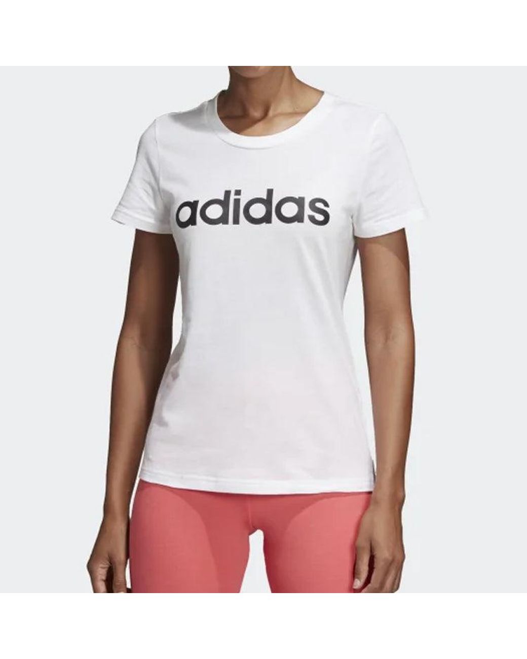 Adidas White (Wmns) E Lin Slim T Sports Stylish Short Sleeve