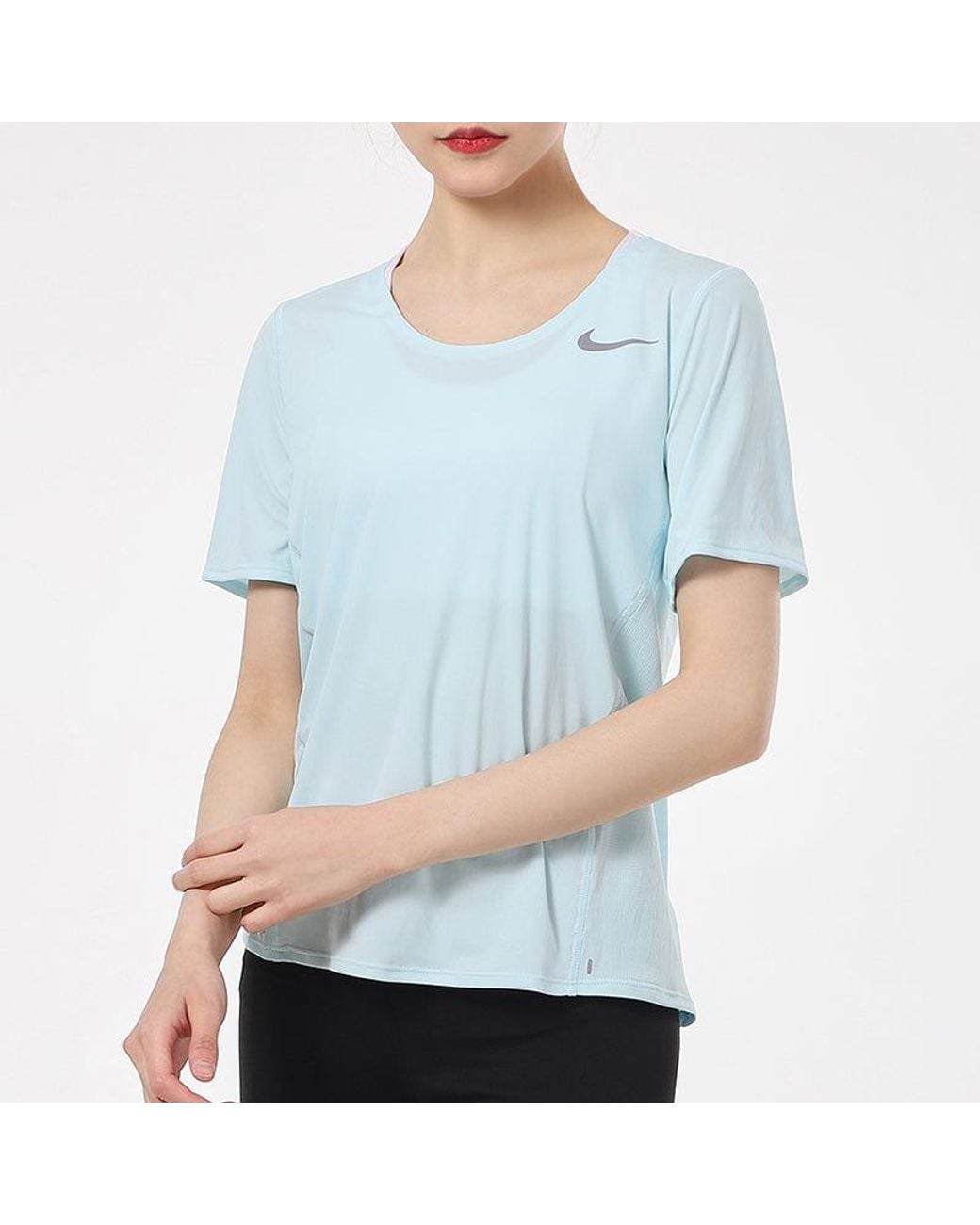 Nike Blue (Wmns) Dri-Fit Training Sports Quick Dry Short Sleeve