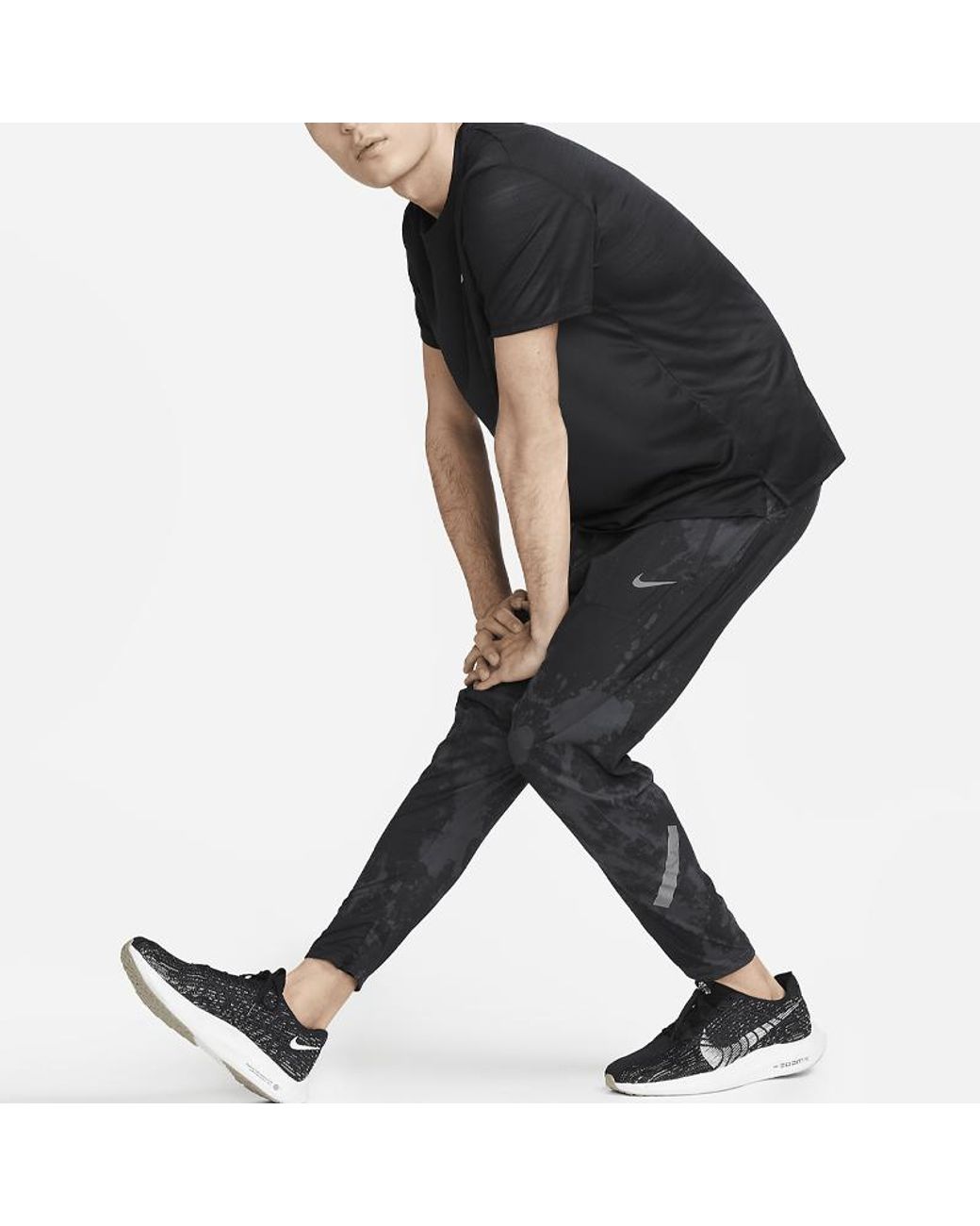 Nike Black Reflective Quick-Drying Running Training Breathable Sports Cuff Pants for men