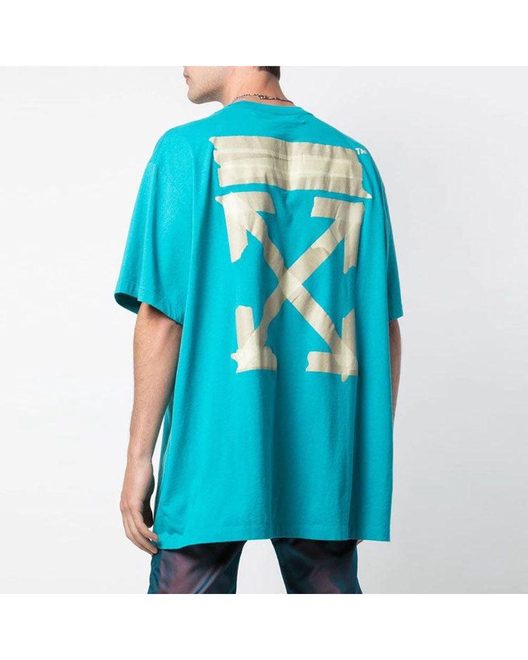 Off-White c/o Virgil Abloh Blue Ss20 Diagonal Arrows Tape Short Sleeve for men