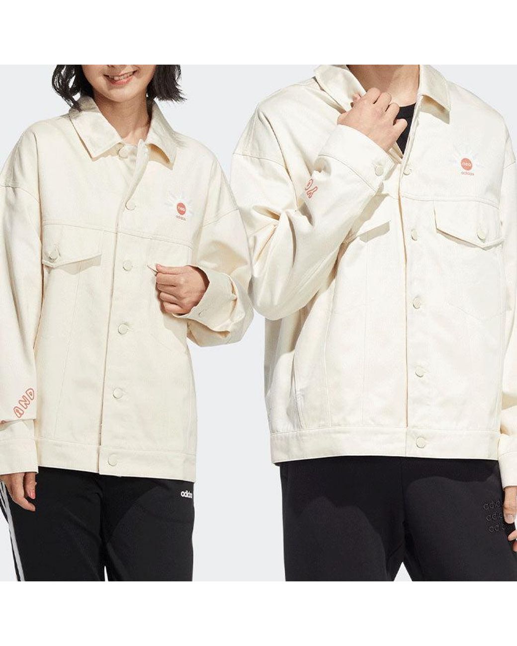 Adidas White Neo Alphabet Printing Sports Jacket Couple Style for men