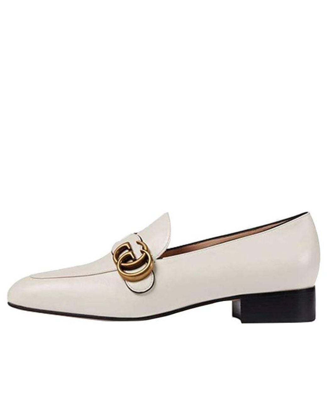 Gucci White (Wmns) Double G Leather Loafers