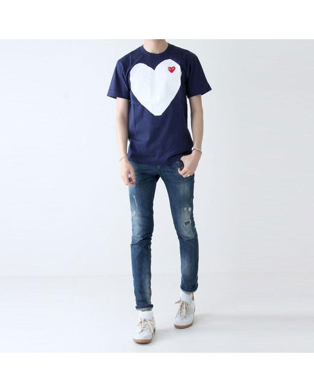 COMME DES GARÇONS PLAY Blue Heart T-Shirt for men