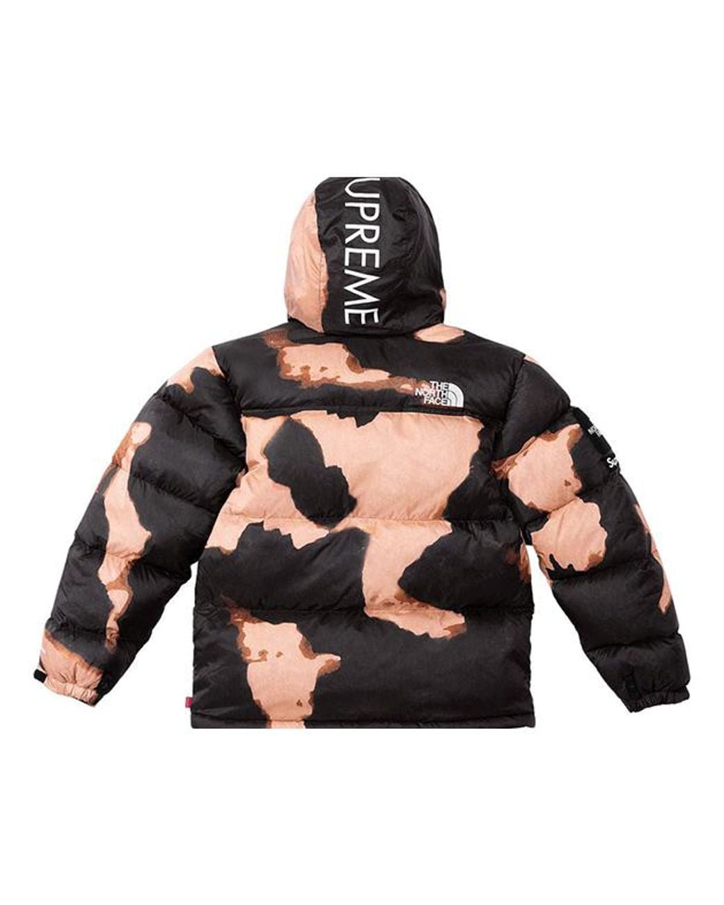 Supreme Black X The North Face Bleached Denim Print Nuptse Jacket for men