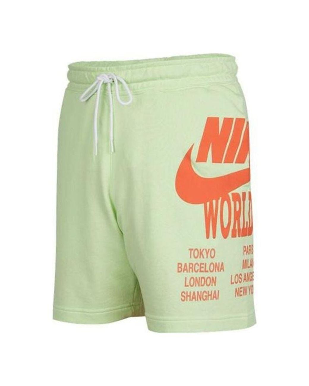 Nike Green Nsw Ft Short Wtour Large Logo Printing Knit Sports Shorts for men