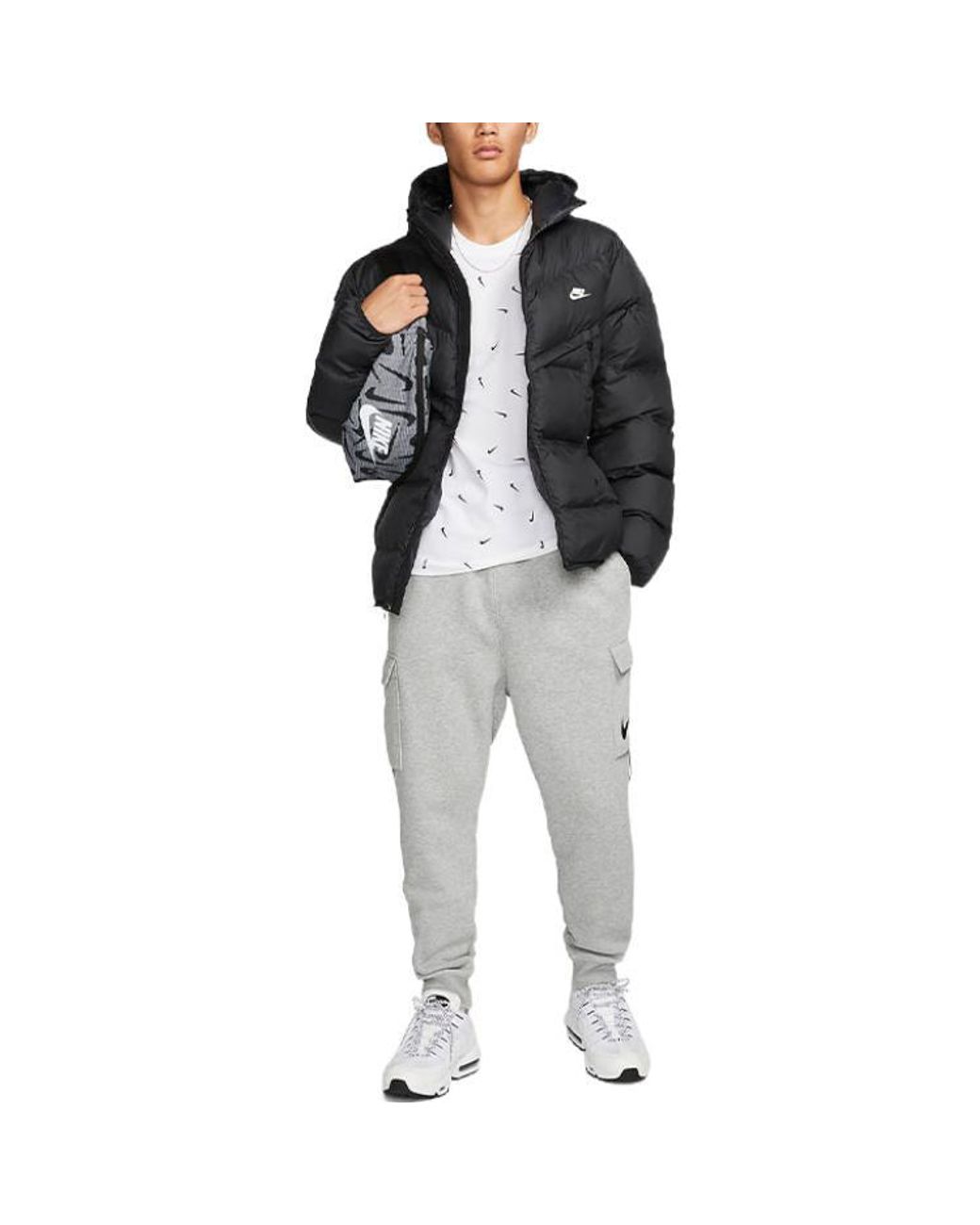 Nike White Logo Full Print Round Neck Pullover Short Sleeve T-Shirt for men