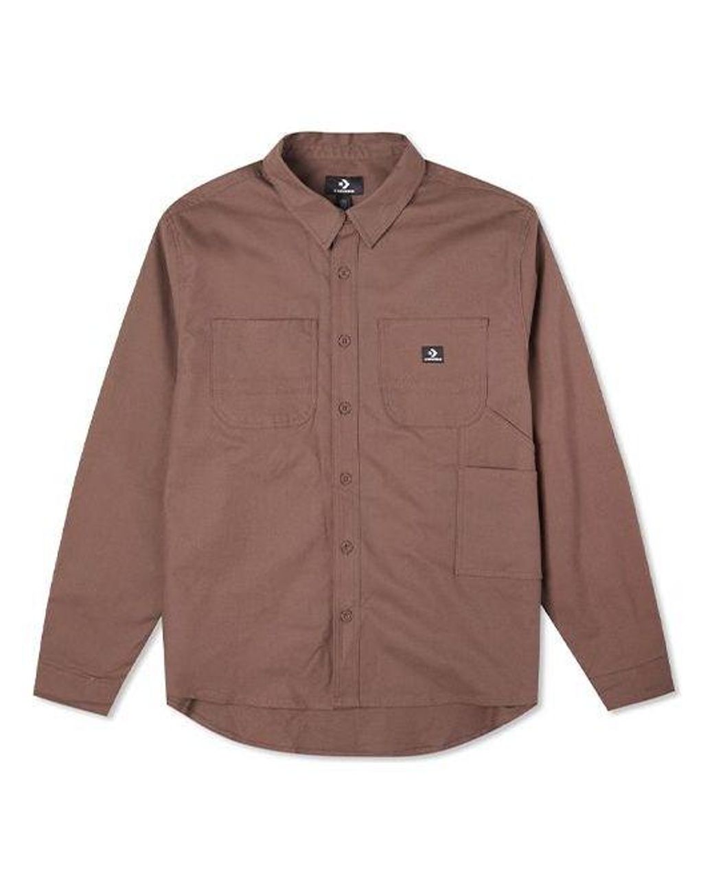 Converse Brown Carpenter Pocket Button Down Long Sleeve Shirt 'Brazil Nut' for men