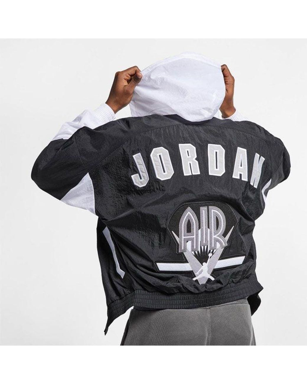 Nike Black Air Aj9 Woven Colorblock Hooded Jacket for men