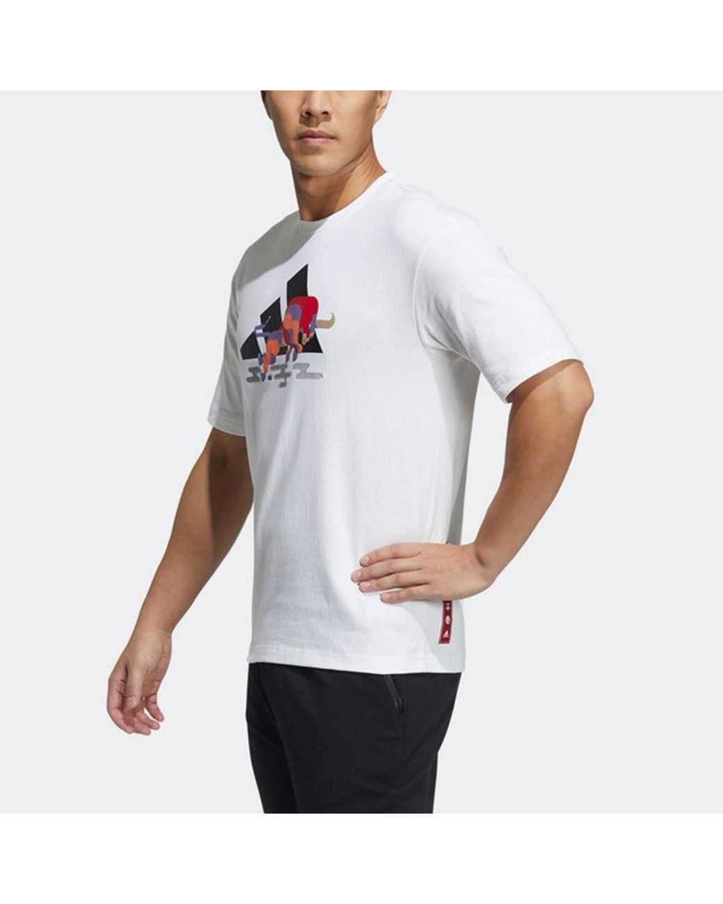 Adidas White Cny Gfx T Subject Pattern Training Sports Short Sleeve for men