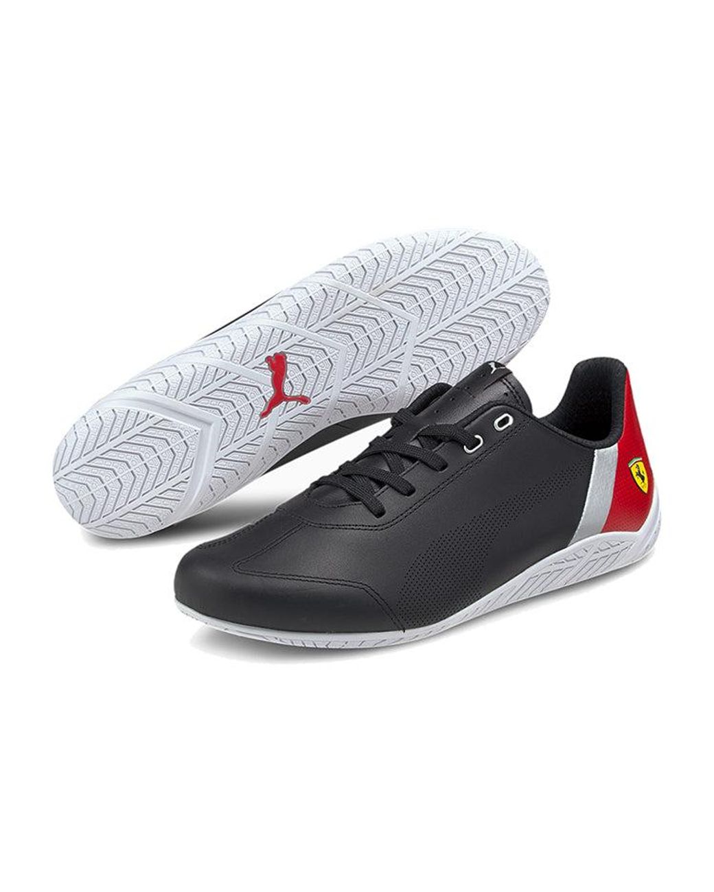 PUMA Brown Scuderia Ferrari Ridge Cat Low Top Running Shoes Black/red/white for men