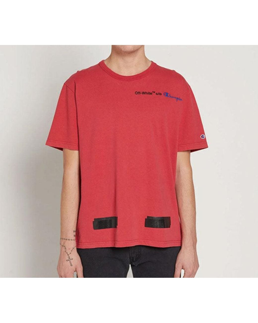 Off-White c/o Virgil Abloh Red X Champion Virgil Abloh Champion Tee for men