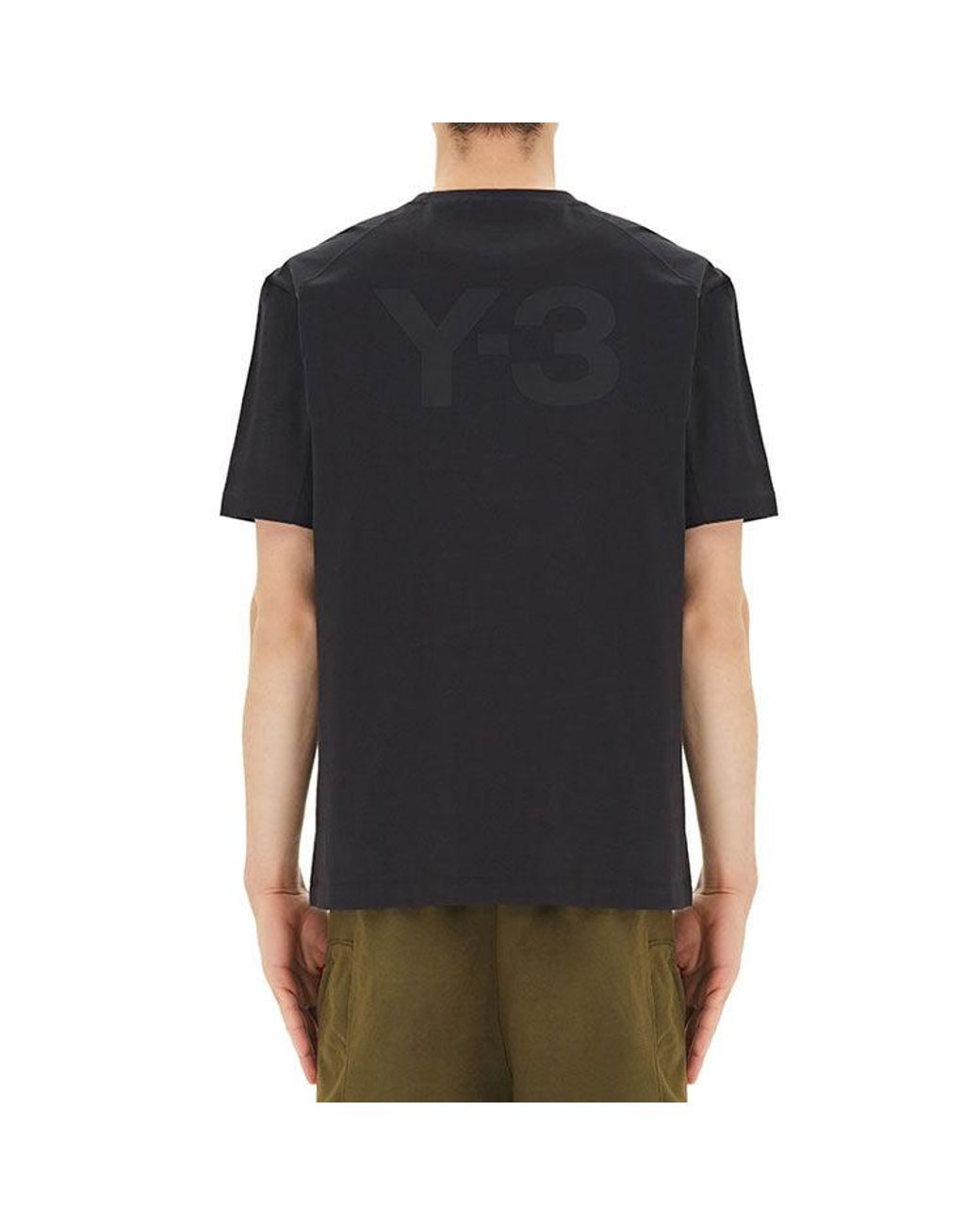 Adidas Black Y-3 Back Printing Round Neck Casual Short Sleeve for men
