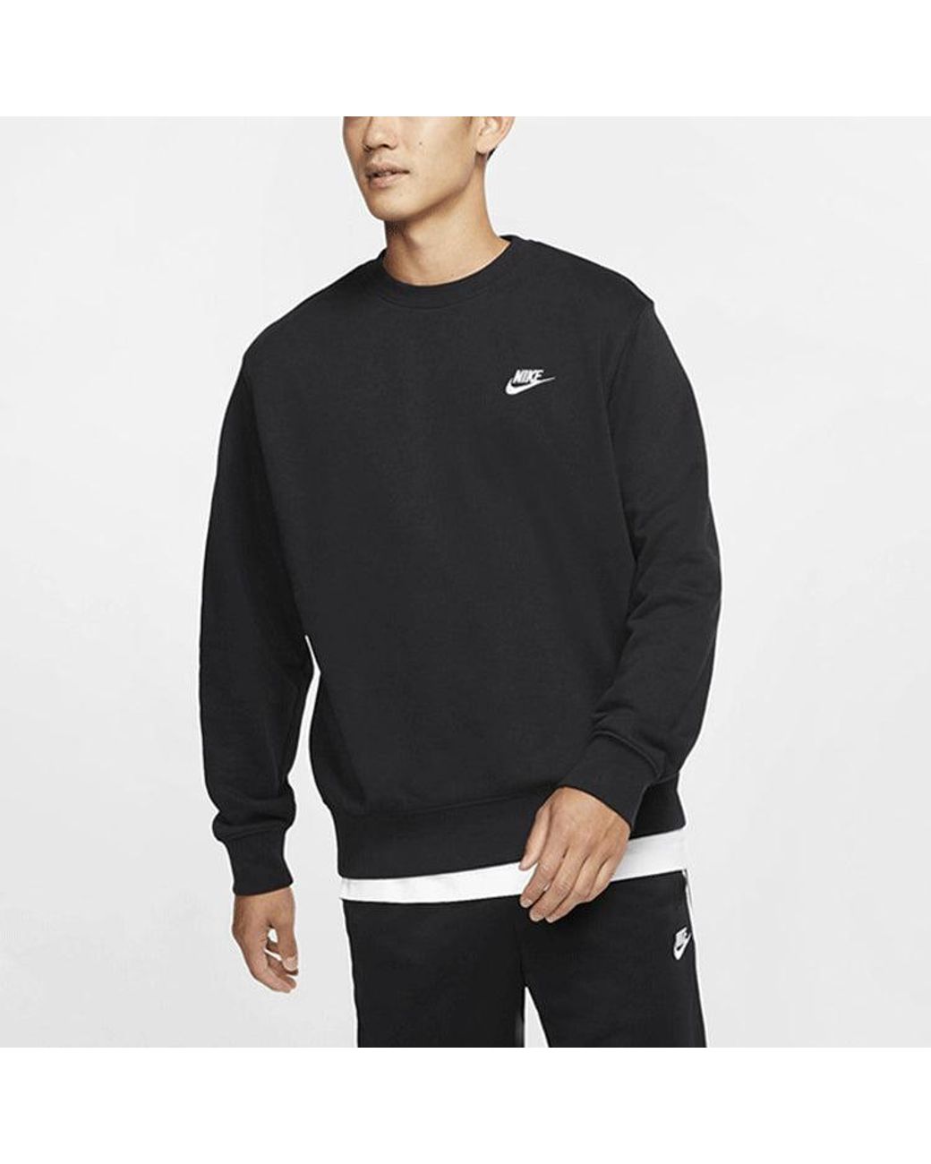 Nike Black Casual Sports Loose Round Neck Pullover for men