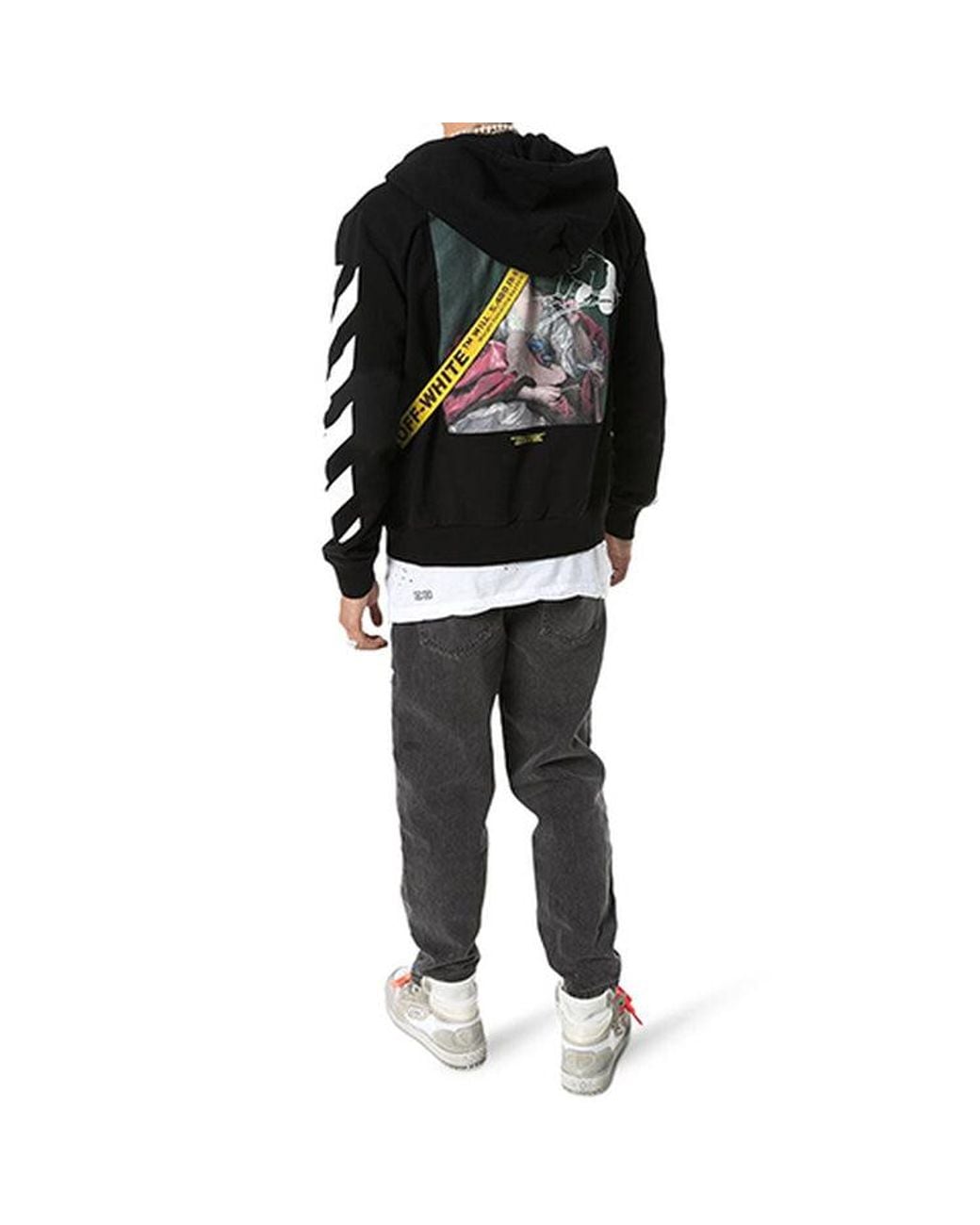 Off-White c/o Virgil Abloh Black Printing Hooded Zipper Jacket for men