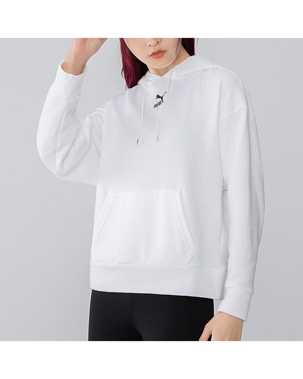 PUMA White (Wmns) Classics Logo Graphics Hoodie