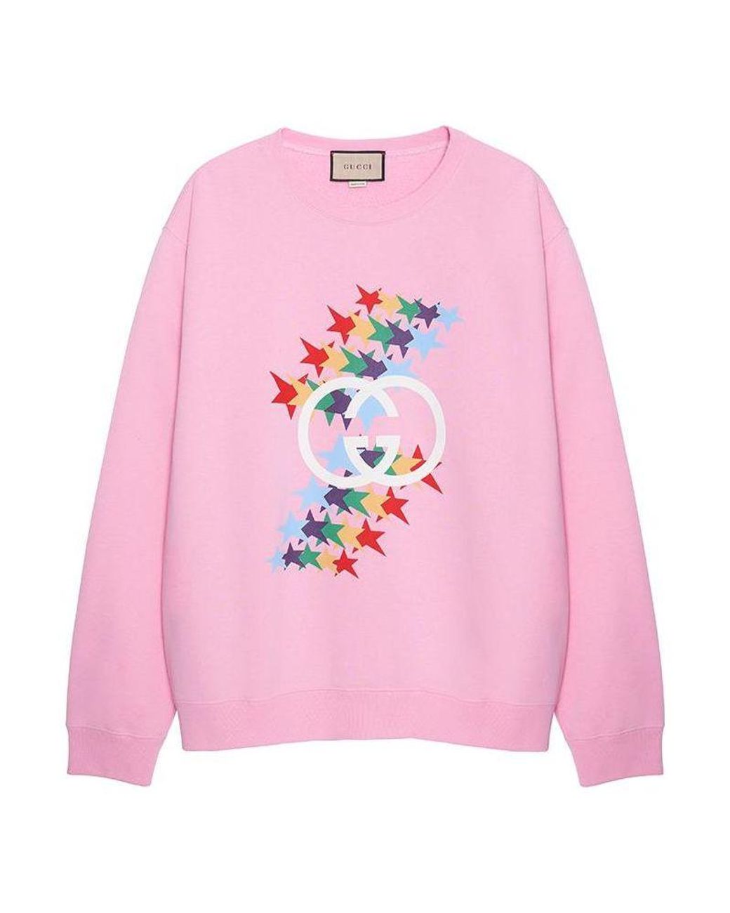 Gucci Pink Fw21 Stars Crewneck Sweatshirt for men