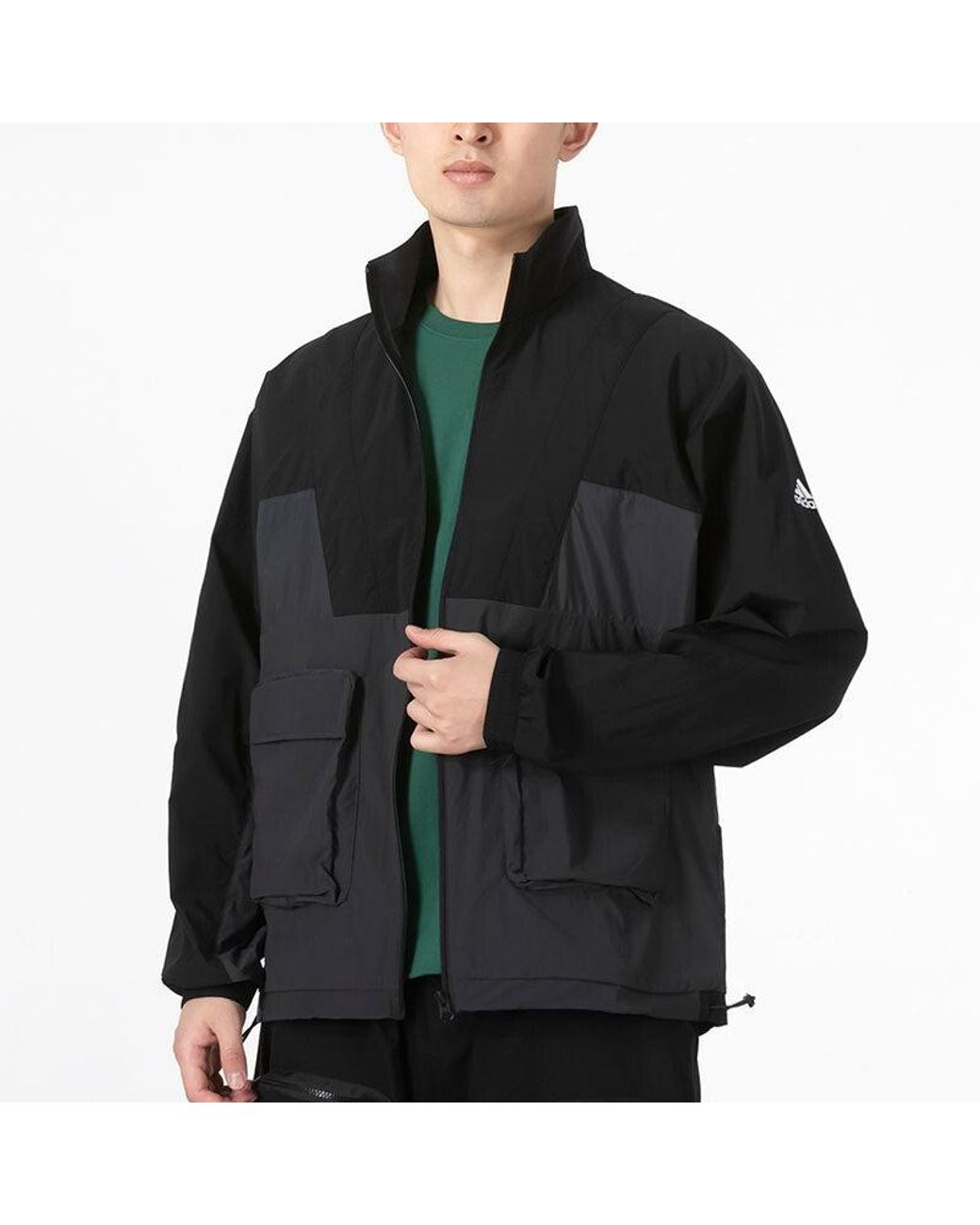 Adidas Blue Colorblock Logo Big Pocket Jacket Autumn for men