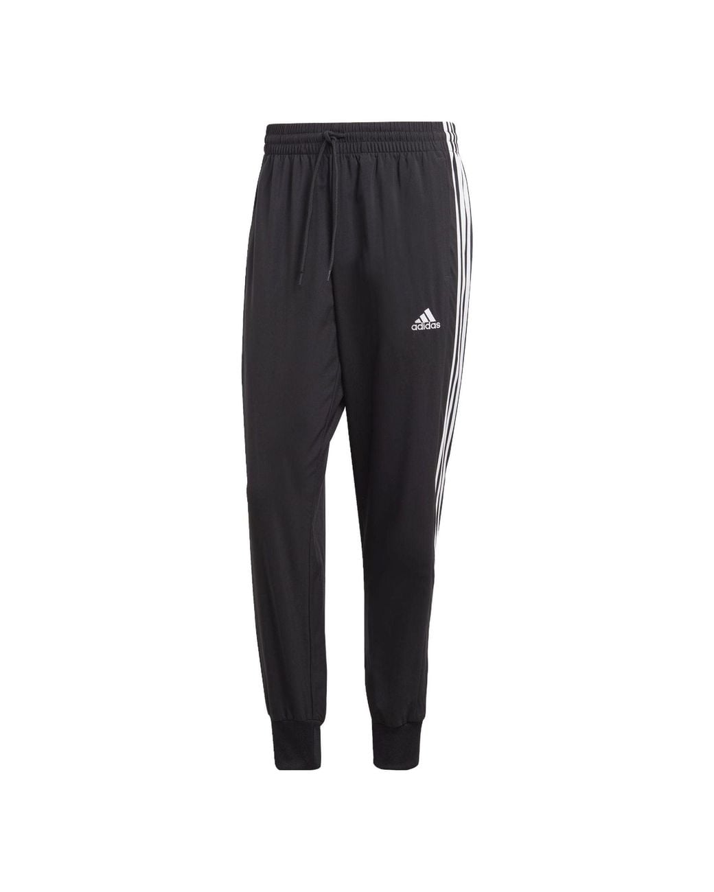 Adidas Black Aeroready Essentials Tapered Cuff Woven 3-Stripes Pants for men