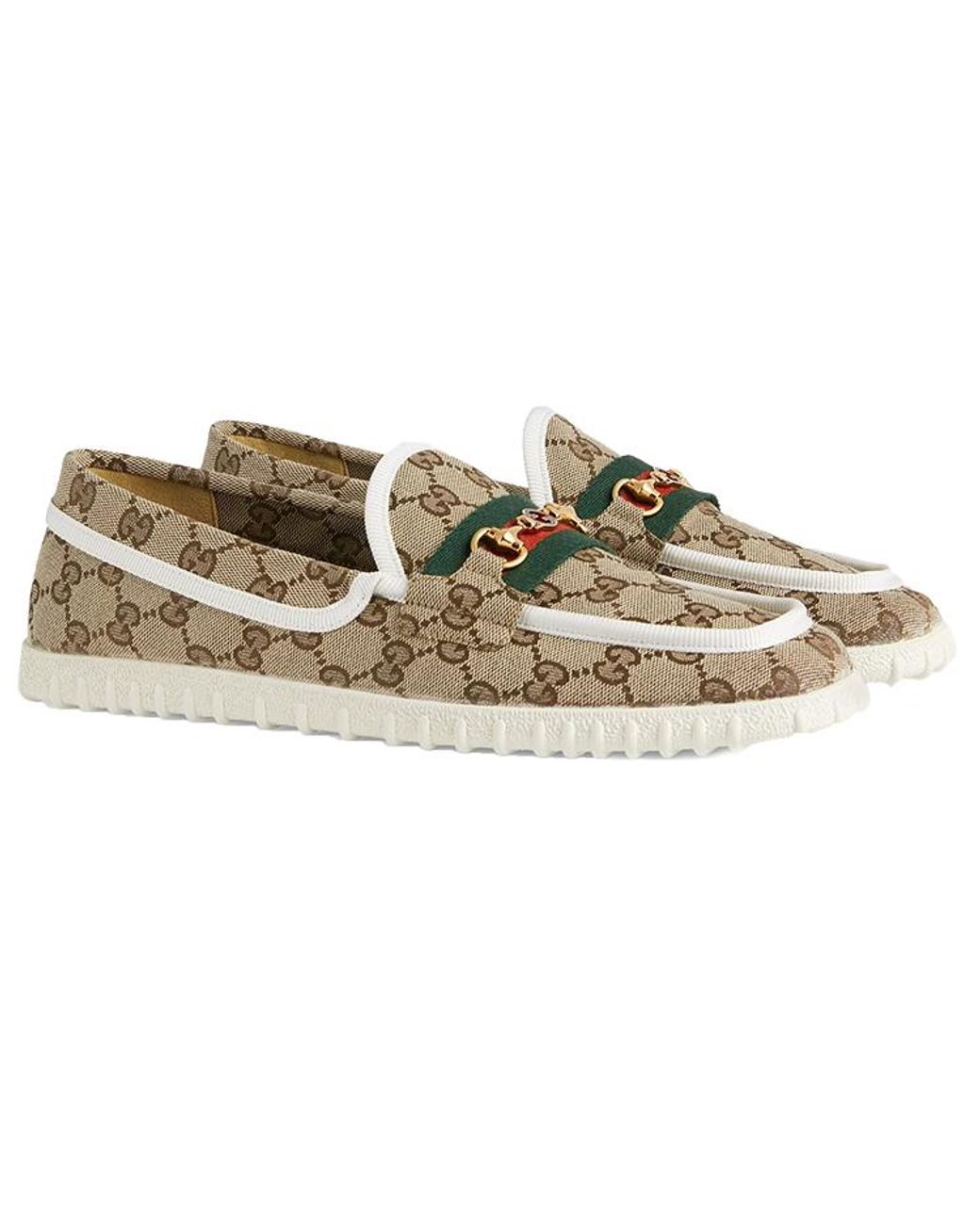 Gucci Metallic Gg Supreme Driving Shoes 'Neutrals' for men
