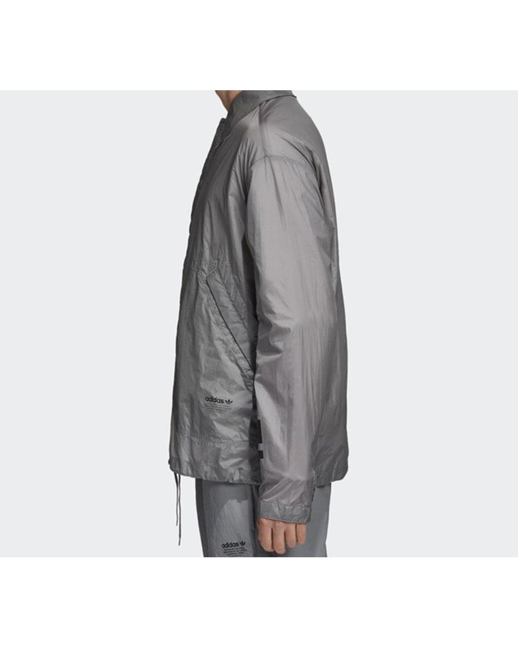 Adidas Gray Originals Nmd Webbing Logo Coach Jacket for men