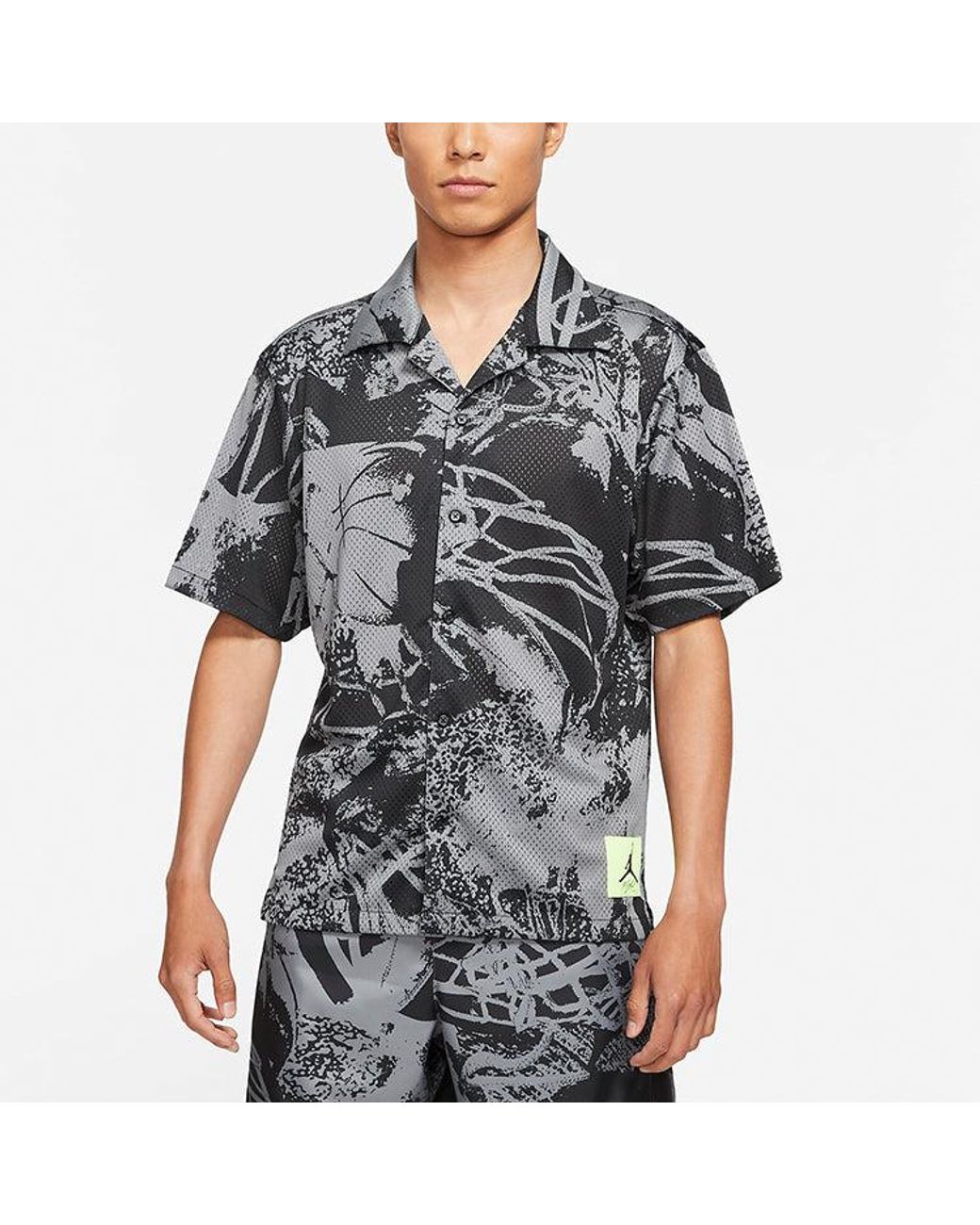 Nike Black Flight Knitting Printing Wide Loose Basketball Short Sleeve Shirt for men
