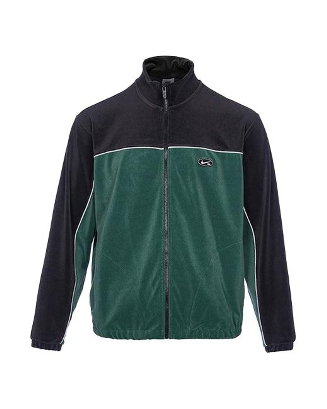 Nike Green Sb Casual Logo Colorblock Velvet Skateboard Jacket for men