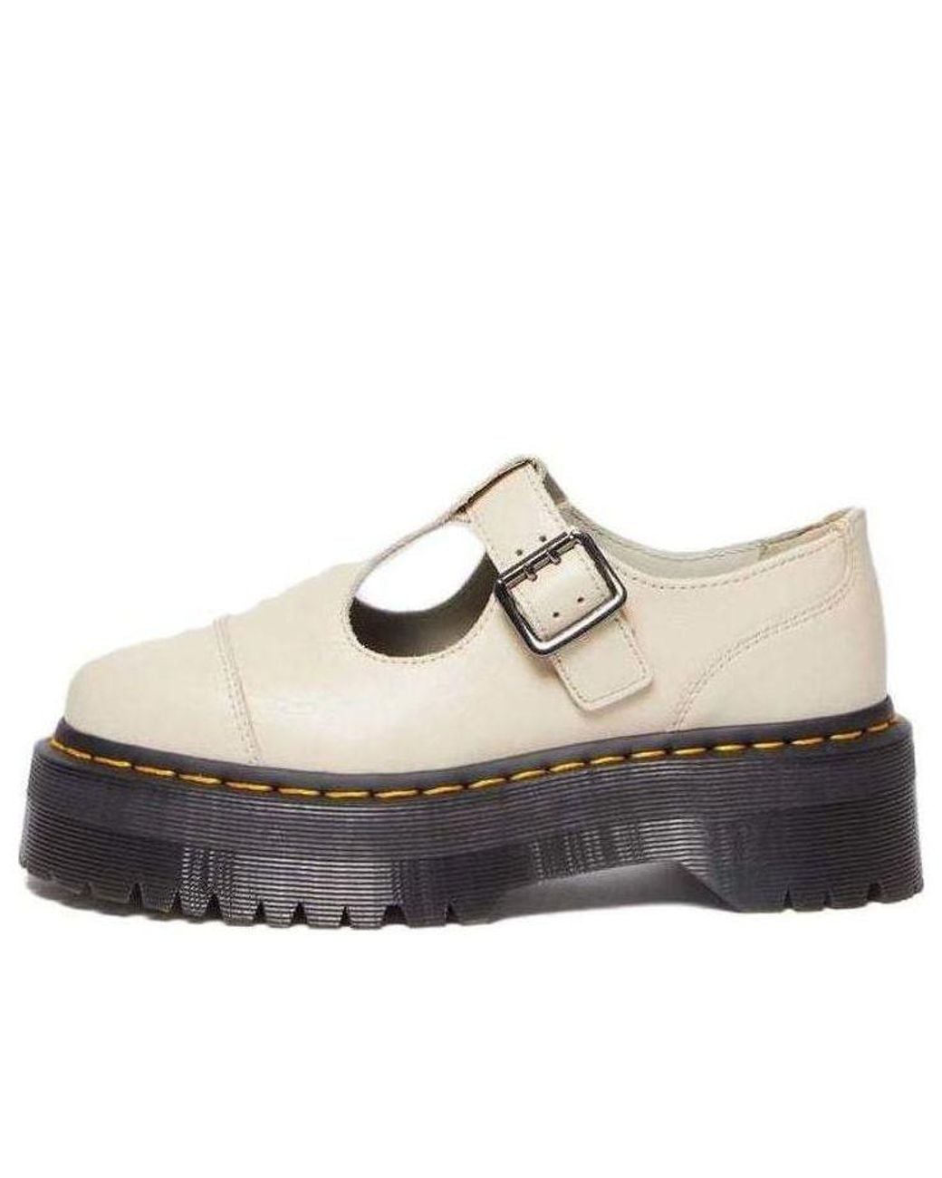 Dr. Martens White (Wmns) Bethan Pisa Leather Platform Mary Jane 'Parchment'