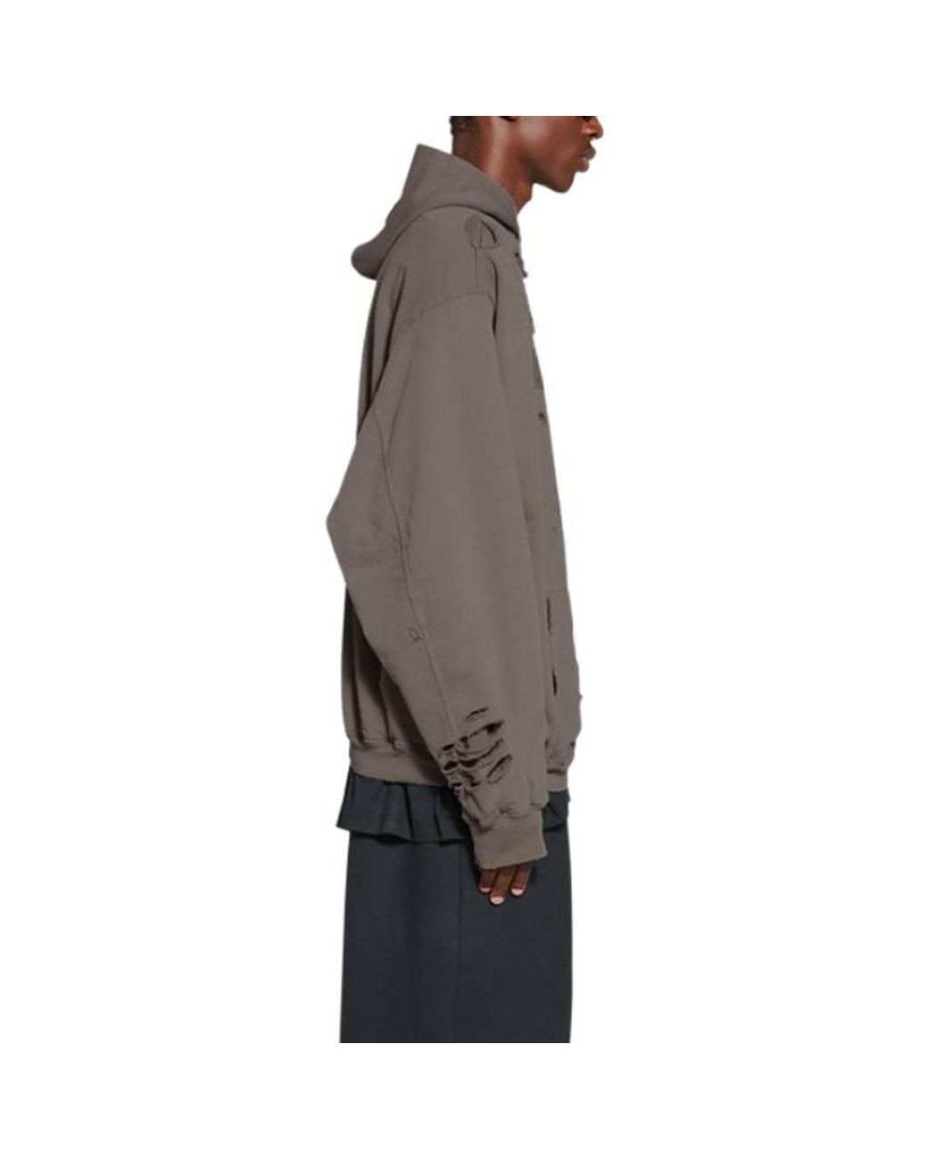 Balenciaga Gray Caps Destroyed Hoodie for men