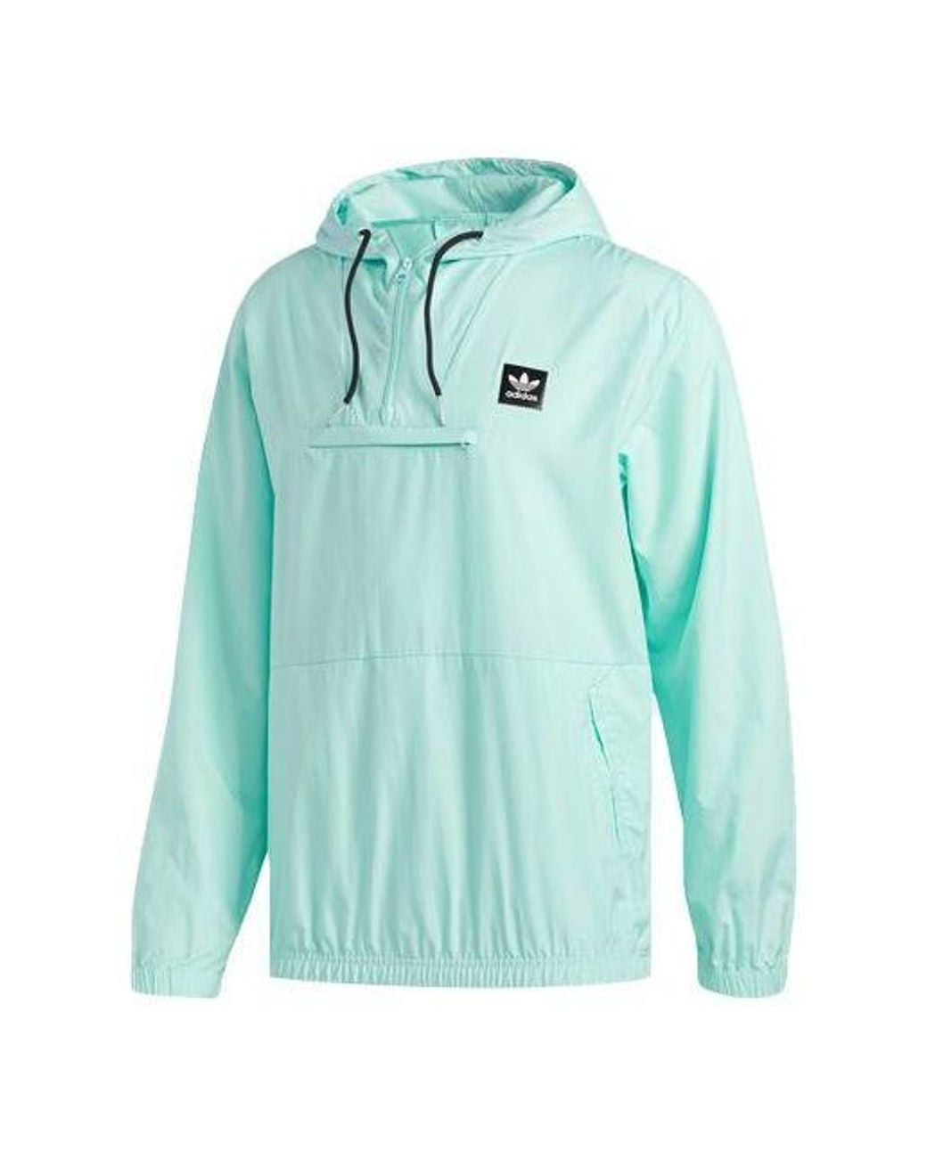 Adidas Blue Originals Casual Sports Half Zipper Hooded Jacket Mint for men