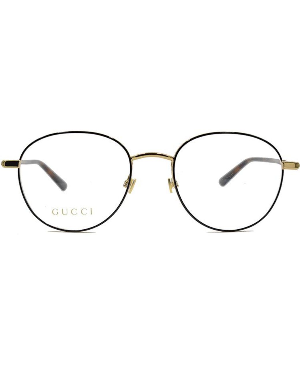 Gucci Metallic Round Frame Color Enamel Ribbon Element Optical Glasses Frame Sub-Edition/Golden