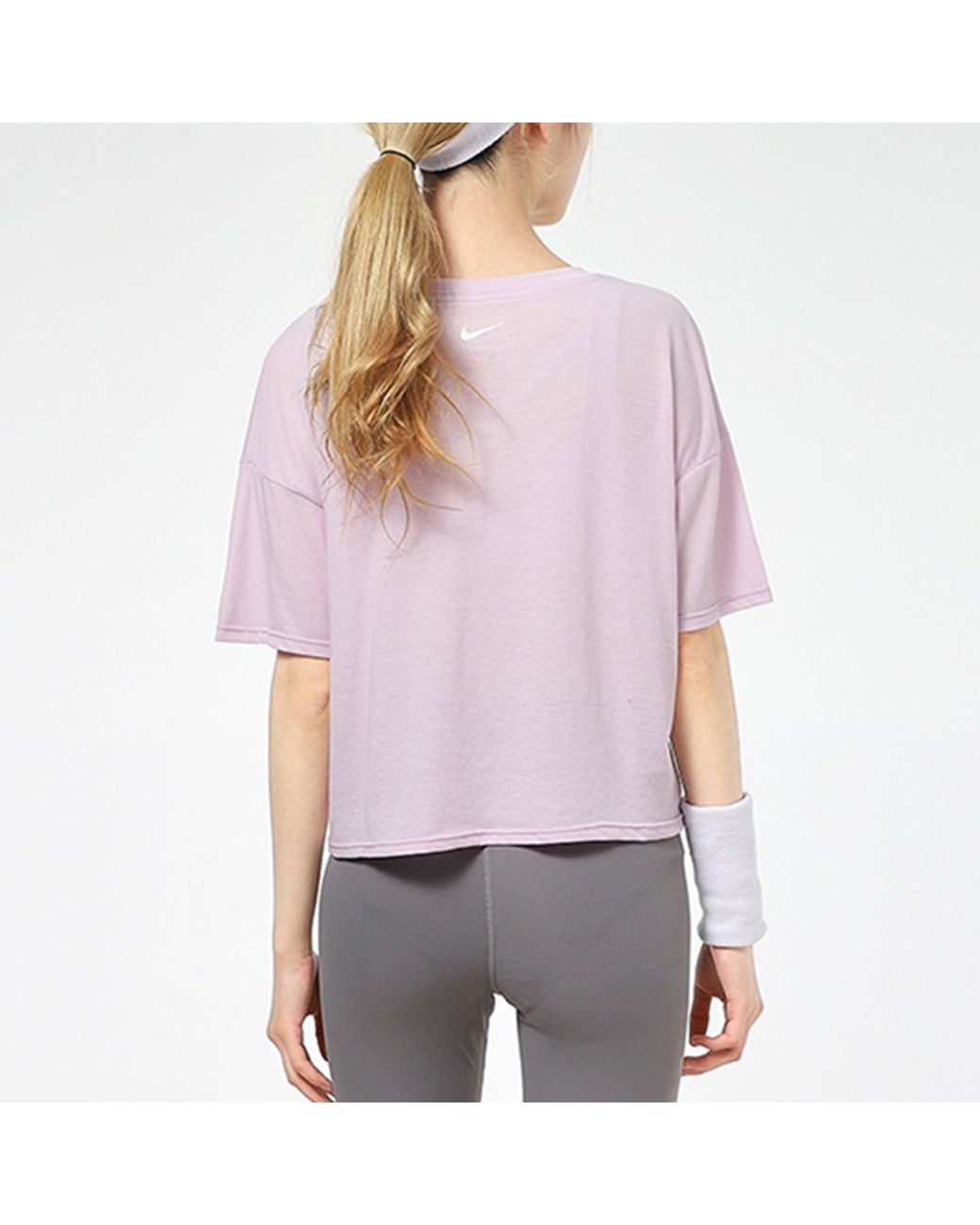 Nike Purple (Wmns) Dri-Fit Loose Round Neck Alphabet Short Sleeve