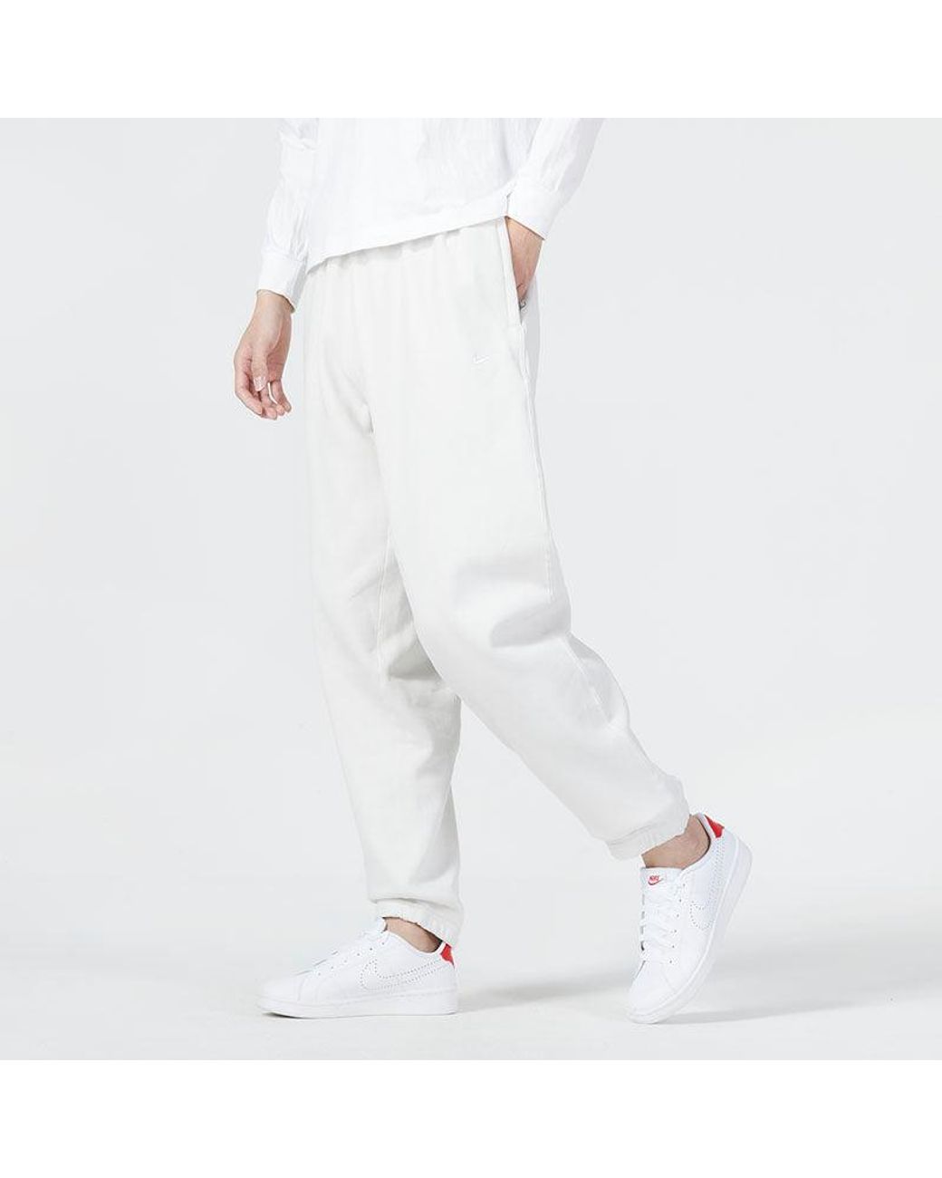 Nike White As Nk Solo Swsh Hw Bb Pant Logo for men