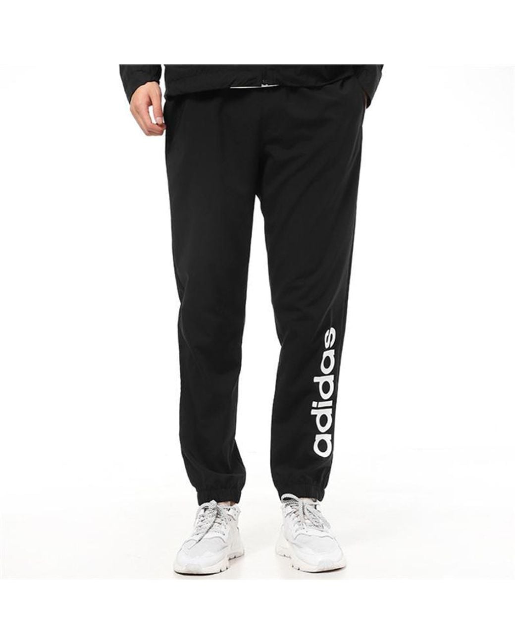 Adidas Black Logo Print Track Pants for men